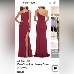 La Femme One-Shoulder Jersey Gown